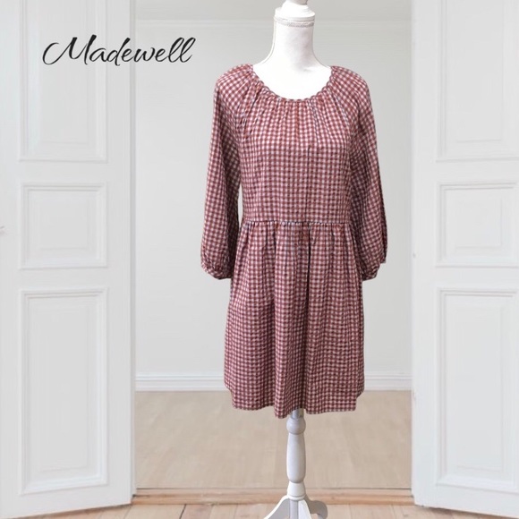 Madewell Easy Gingham Seersucker Cotton Dress Size 8 - Picture 5 of 14